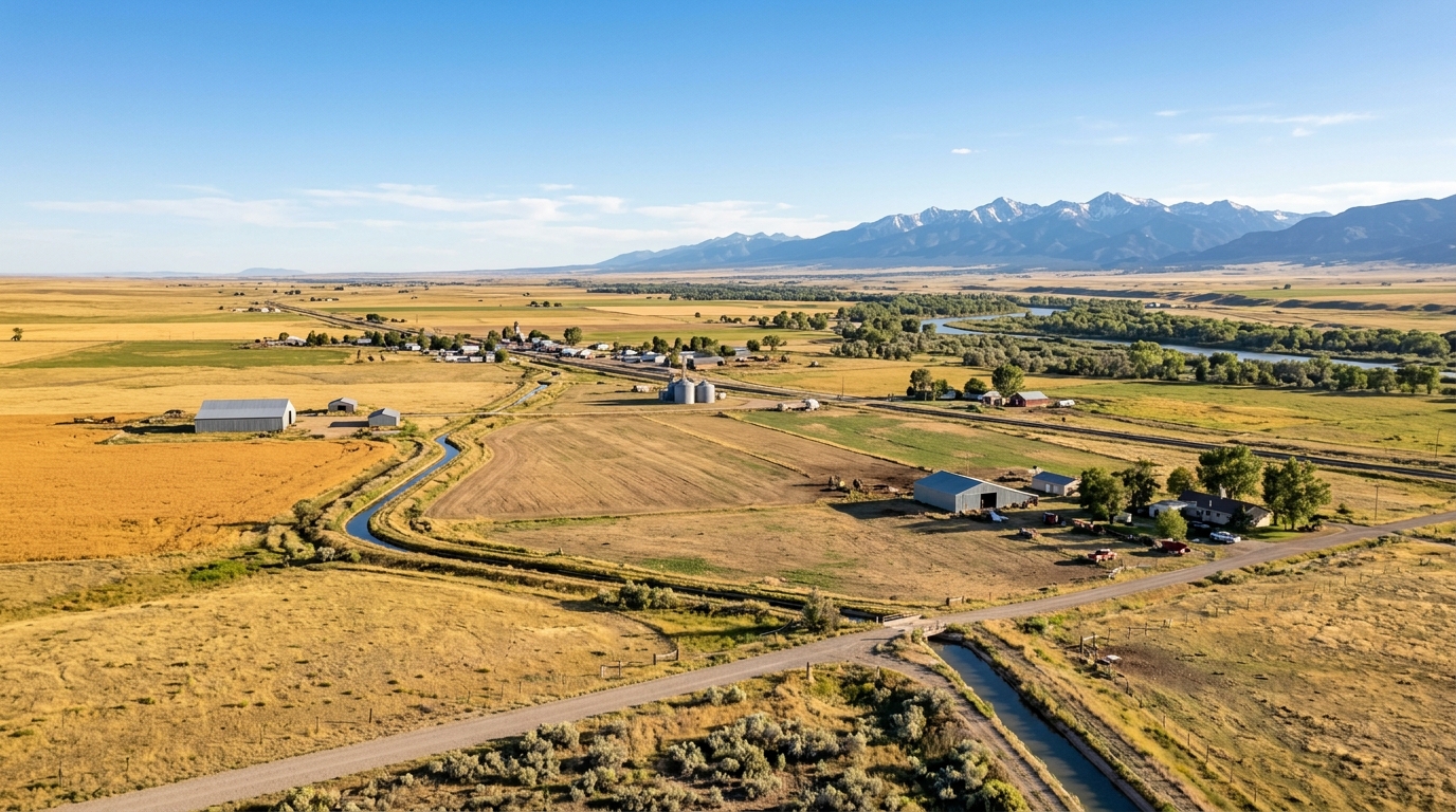 Boone Colorado rural farming community landscape with mountains