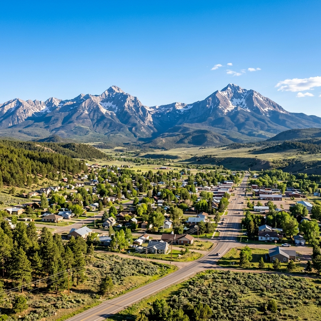 Colorado City Colorado with Spanish Peaks and Sangre de Cristo Mountains