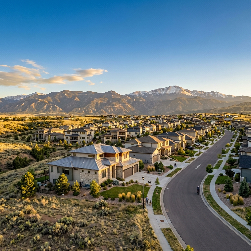 Pueblo West Colorado suburban community with mountain views
